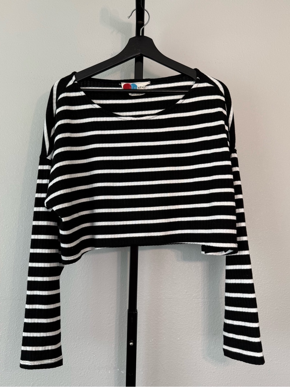Free People FP Beach Striped Ribbed Oversized Sweater Long Sleeve Women Size M - Picture 10 of 10
